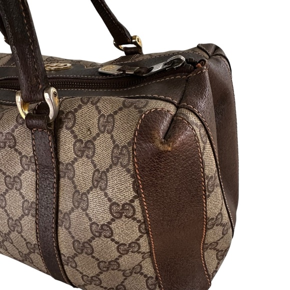 Authentic GUCCI GG Tan & Brown Monogram Leather Vintage Boston Bag - Picture 15 of 15